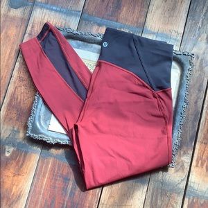 Lululemon Crimson & Black 7/8 leggings Size:12